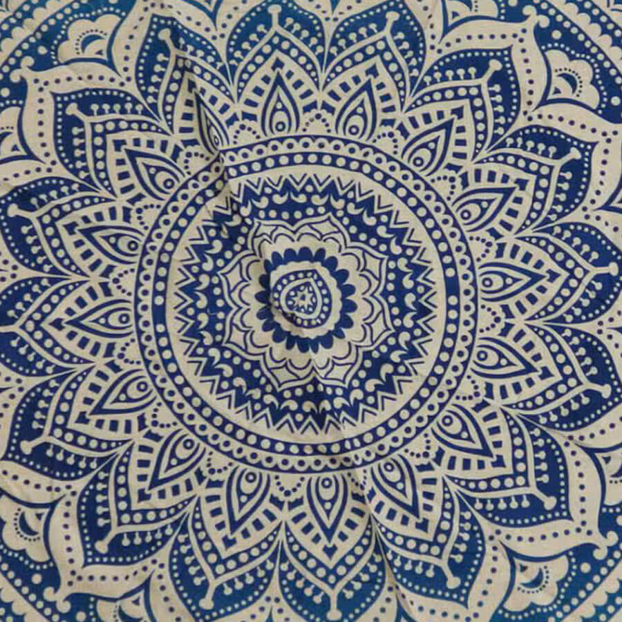 Bawełniana mandala na ścianę 130 cm - klasyczna niebieska