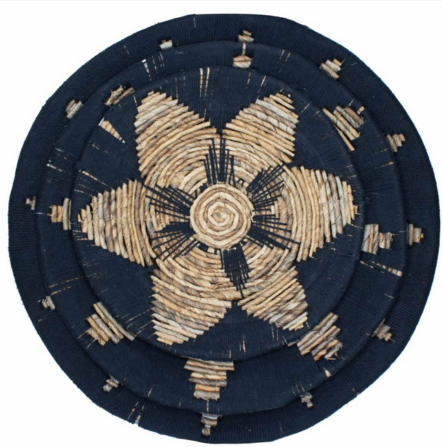 Dekoracja Ścienna z Trawy Morskiej - Czarne Koła decobali.pl