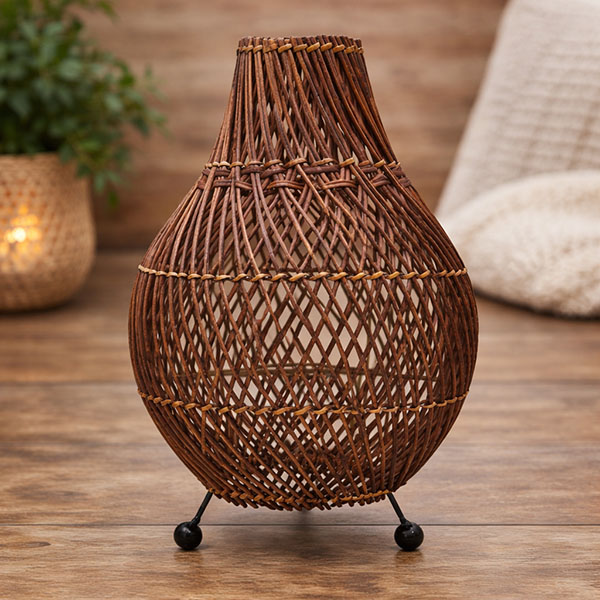 Lampa rattanowa stołowa - Ciemny Brąz decobali.pl