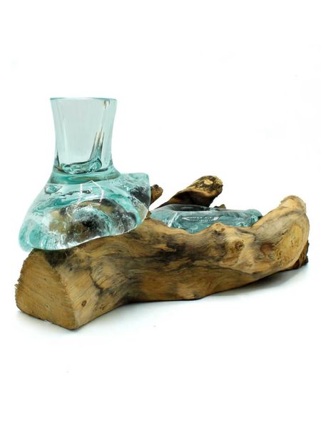 Szkło Wtopione W Drewno - Wazon i Świecznik