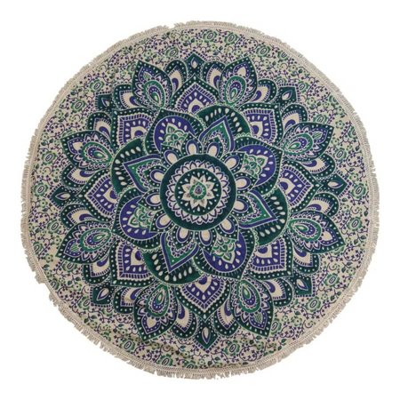 Bawełniana mandala na ścianę 130 cm - turkusowo-niebieska