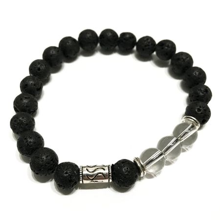 Bransoletka z kamieniami wulkanicznymi - Tribal Kryształ Górski