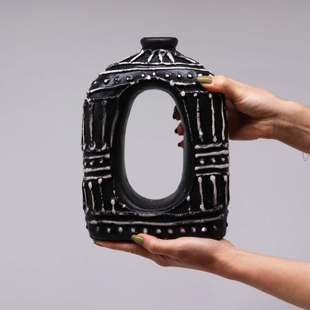 Wazon Ceramiczny z Bali - Owal z dziurą 23 cm