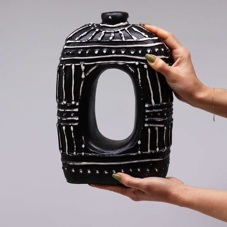 Wazon Ceramiczny z Bali - Owal z dziurą 30 cm