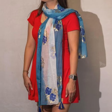 Chusta plażowa Nomad Sari - koralowa w niebieskie rybki