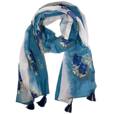  Chusta plażowa Nomad Sari - koralowa w niebieskie rybki
