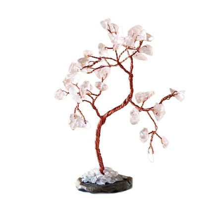 Drzewko z kamieni - Kwarc Skalny Na Podstawie z Agatu