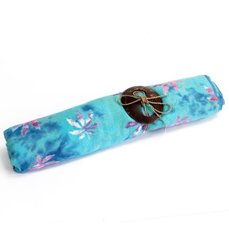 Indonezyjskie Sarongi - Tropikalne Liście - Błękitny