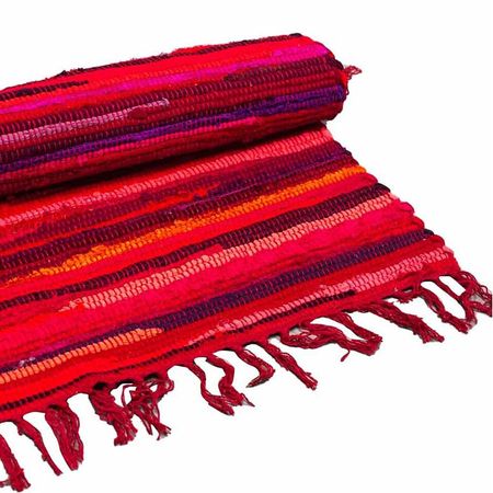 Indyjski Szmaciany Dywan - Dark Red 50 x 90 cm.