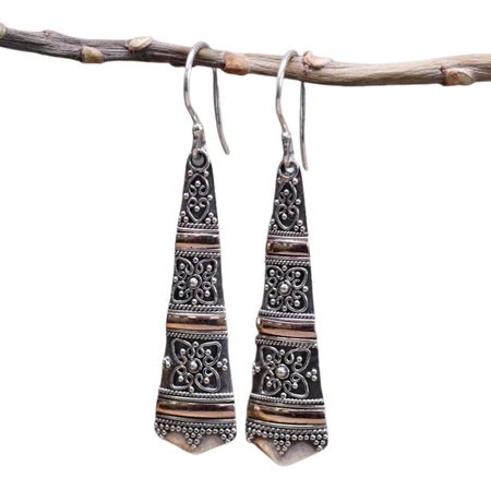 Kolczyki srebrno złote - Plemienne Krople