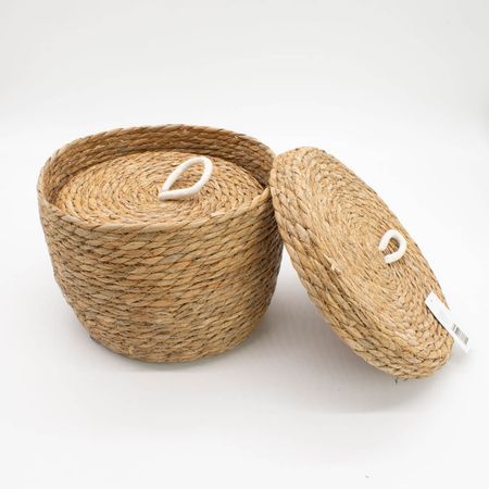 Kosze z trawy morskiej z pokrywkami - Dekoracyjne kosze boho