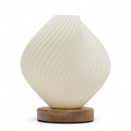 Kremowa lampa stołowa New Wave Shell Twist USB
