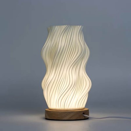 Kremowa lampa stołowa New Wave USB-C