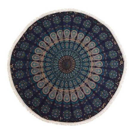 Mandala na ścianę 130 cm - pawie odcienie niebieskiego
