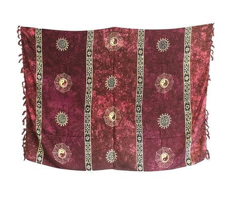 Sarongi z Bali - Yin Yang - Czerwony