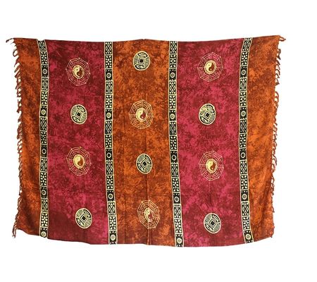 Sarongi z Bali - Yin Yang - Pomarańczowy