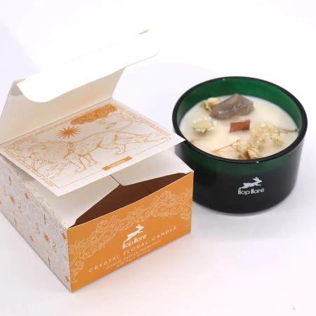 Świeca z kamieniami i kwiatami - Lew