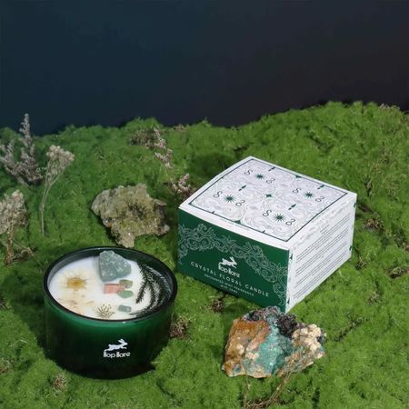 Świeca z kamieniami i kwiatami - Magik