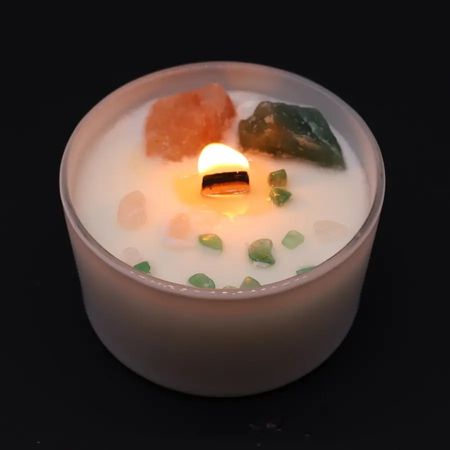 Świeczka sojowa z kamieniami - Czakra serca