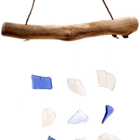 Szklany dzwonek wietrzny - Blue and White