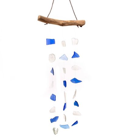 Szklany dzwonek wietrzny - Blue and White