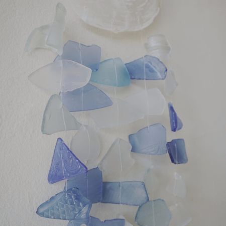 Szklany dzwonek wietrzny - Blue / White
