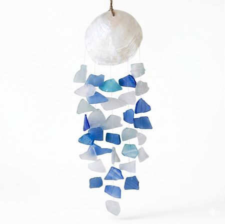 Szklany dzwonek wietrzny - Blue / White