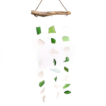 Szklany dzwonek wietrzny - Green and White