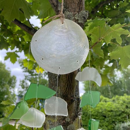 Szklany dzwonek wietrzny - Green / White