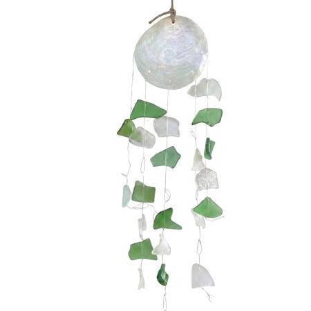 Szklany dzwonek wietrzny - Green / White