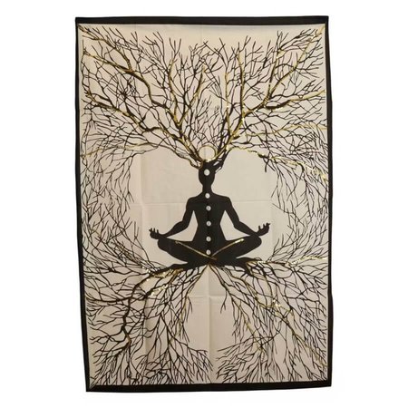 Tkanina na ścianę Drzewo Życia i czakry 70 x 110 cm