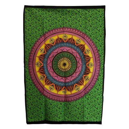 Tkanina na ścianę Zielona Mandala 70 x 110 cm - kolorowa