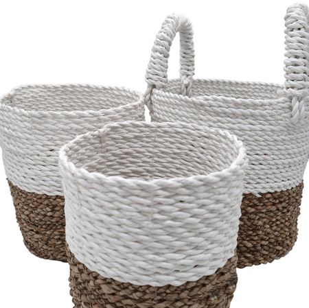 Zestaw Koszy z Trawy Morskiej -  Naturalny, Biały
